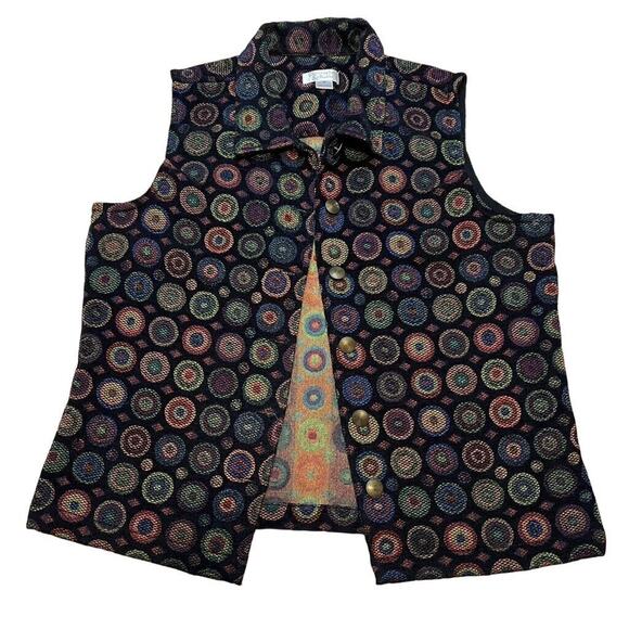 Christopher and Banks Womens Sleeveless Vest Polka Dot Pattern Button Up Medium - Picture 1 of 11